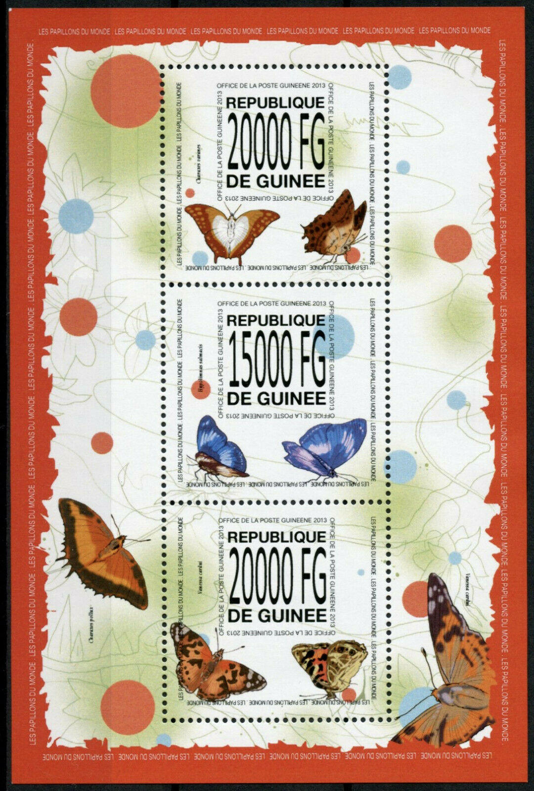 Guinea Butterflies Stamps 2013 MNH Butterfly Insects Fauna 3v M/S