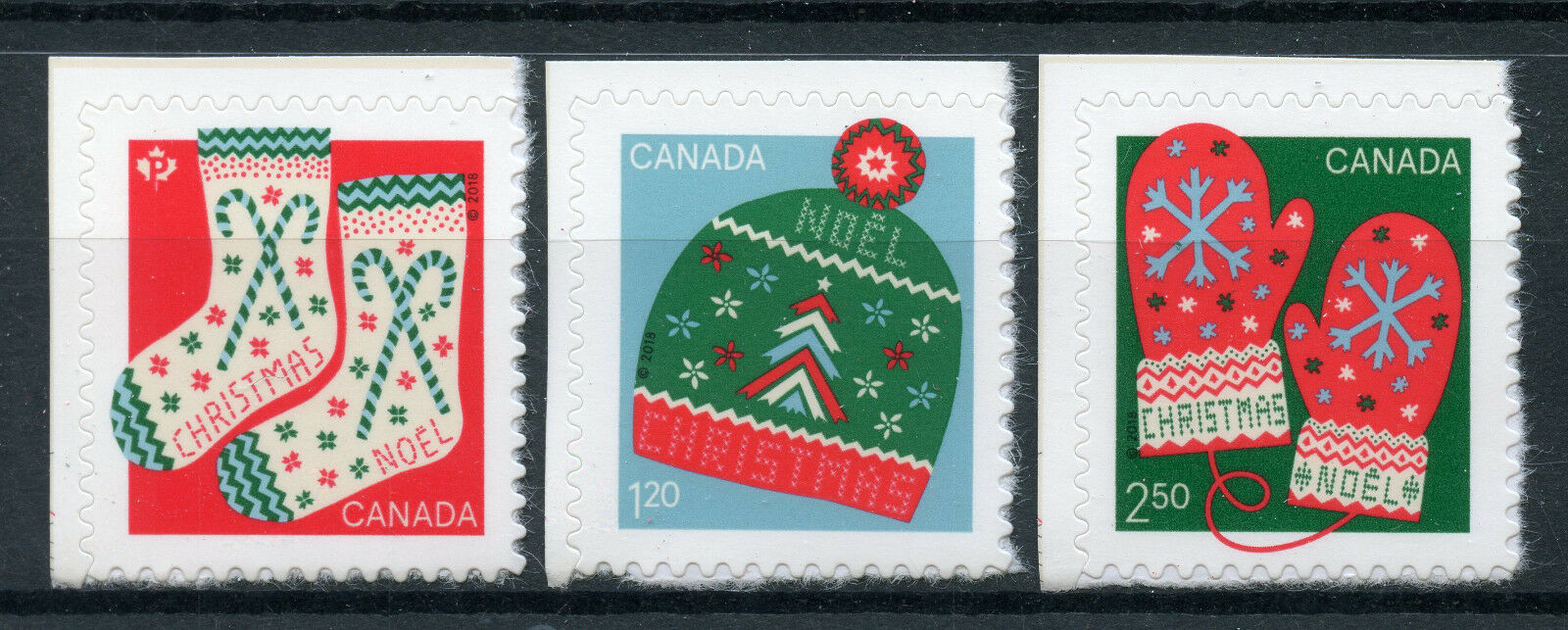 Canada 2018 MNH Christmas Winter Knits 3v S/A Set Knitting Stamps