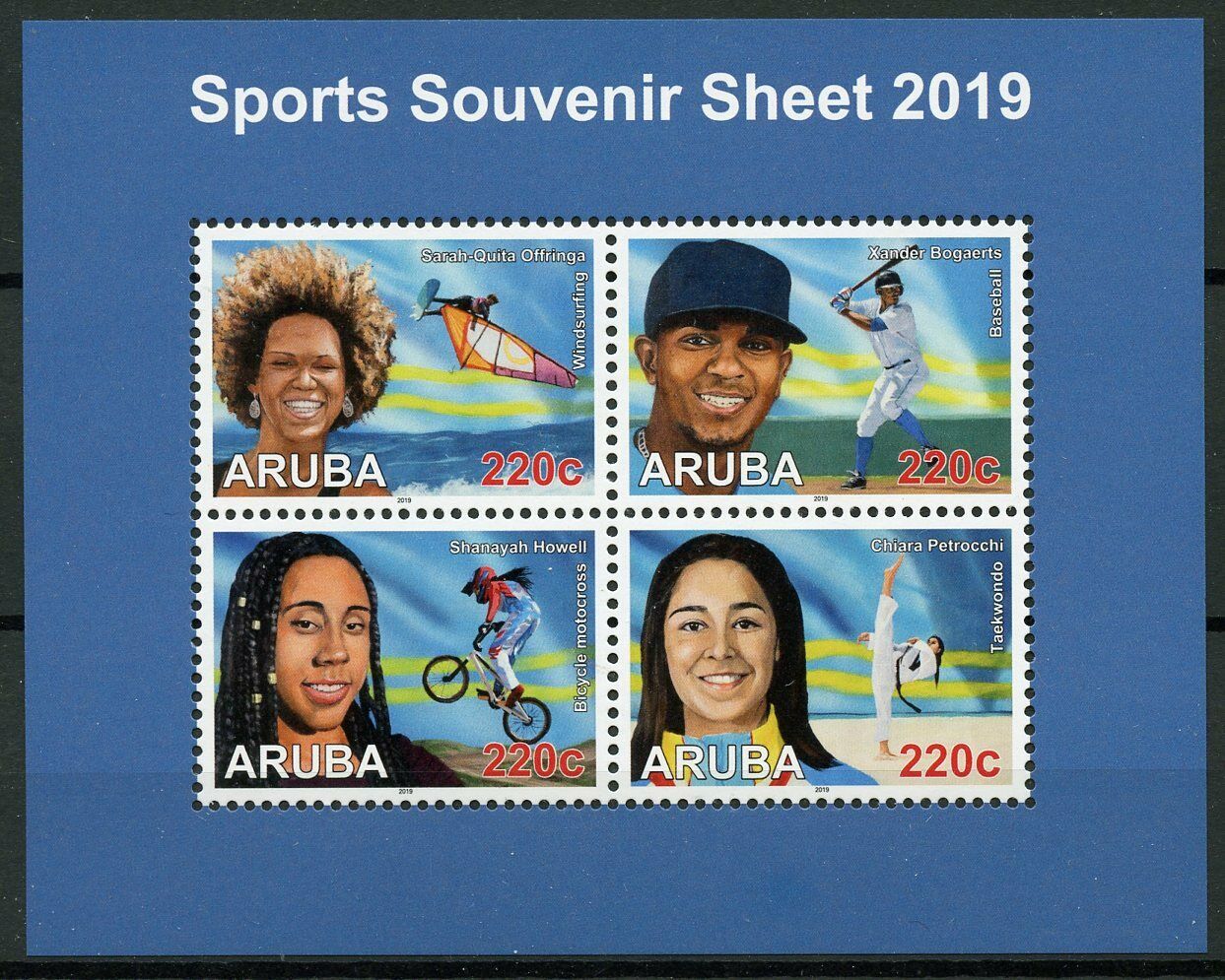 Aruba 2019 MNH Sports Stamps Windsurfing Baseball Taekwondo Motocross 4v M/S