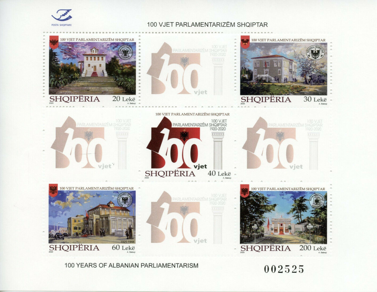 Albania Architecture Stamps 2020 MNH Parliamentarism 100 Years 5v M/S