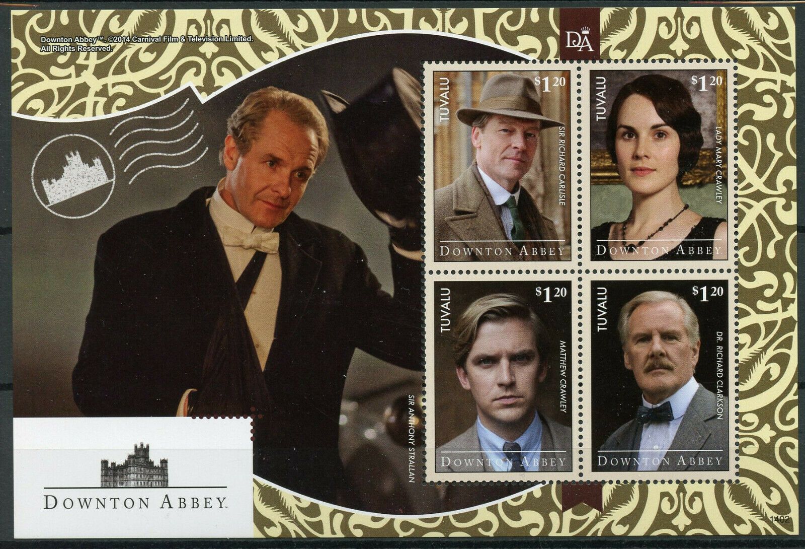 Tuvalu 2014 MNH Downton Abbey Stamps Sir Richard Carlisle Dr Clarkson TV Series 4v M/S