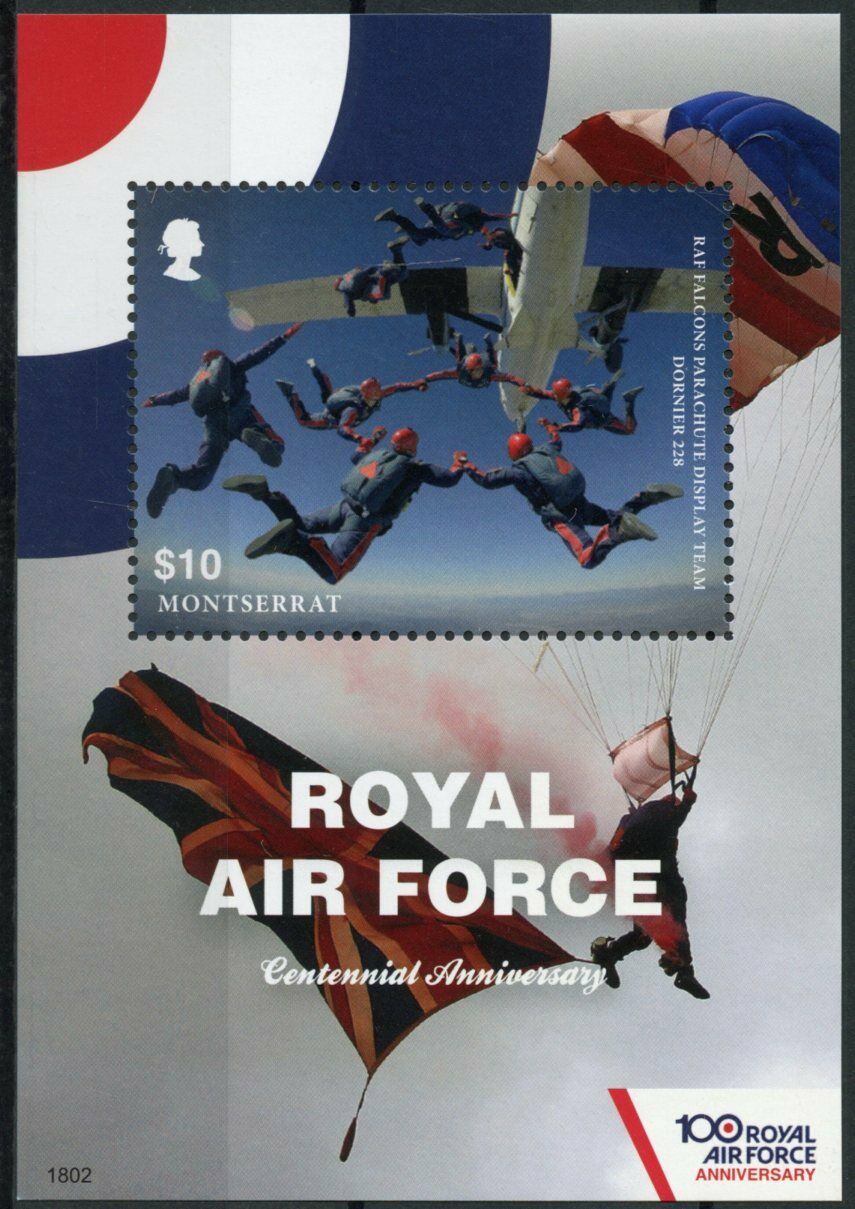 Montserrat 2018 MNH Aviation Stamps Royal Air Force RAF Falcons 100th 1v S/S