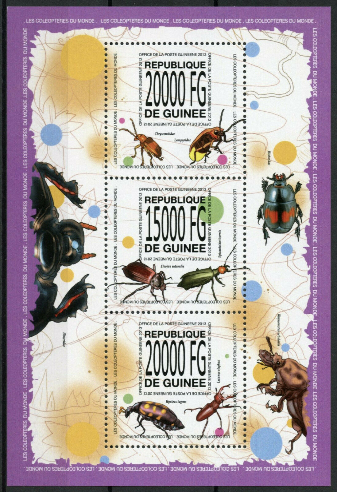 Guinea Insects Stamps 2013 MNH Beetles Beetle Fauna 3v M/S