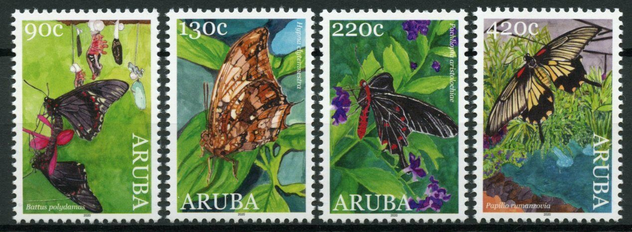 Aruba Butterflies Stamps 2020 MNH Butterfly Insects Fauna 4v Set