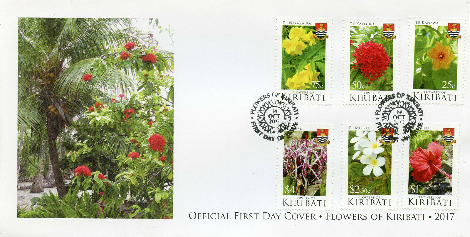 Kiribati 2017 FDC Nature Stamps Flowers of Kiribati Flora Plants 6v Set
