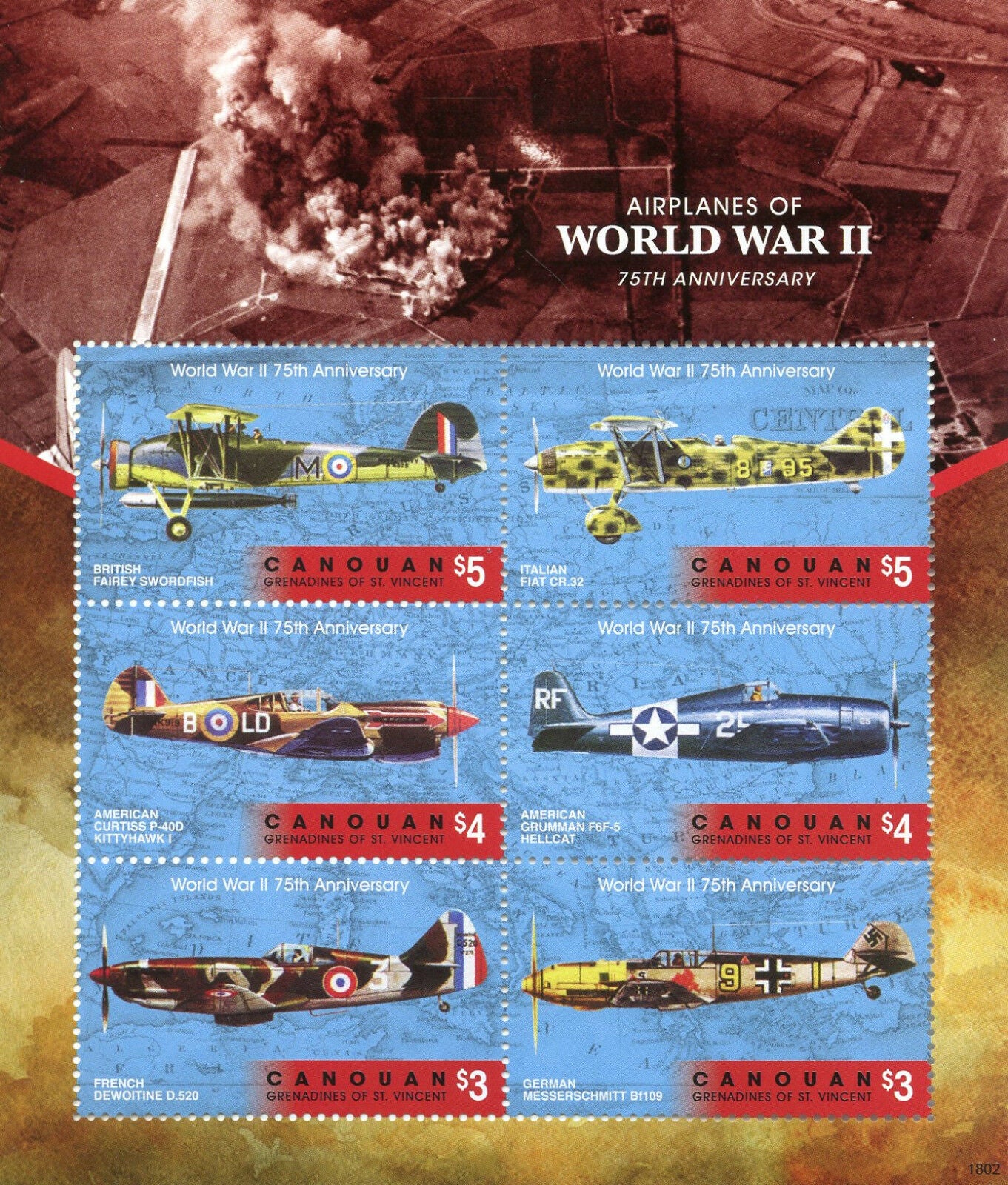 Canouan Gren St Vincent 2018 MNH WW2 WWII Airplanes 6v M/S II Aviation Stamps