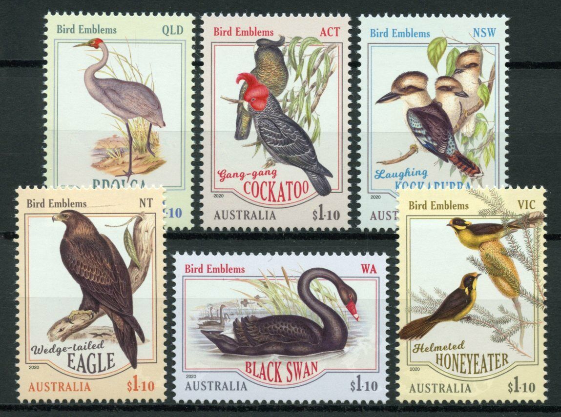 Australia Birds on Stamps 2020 MNH Bird Emblems Eagles Swans Kingfishers 6v Set