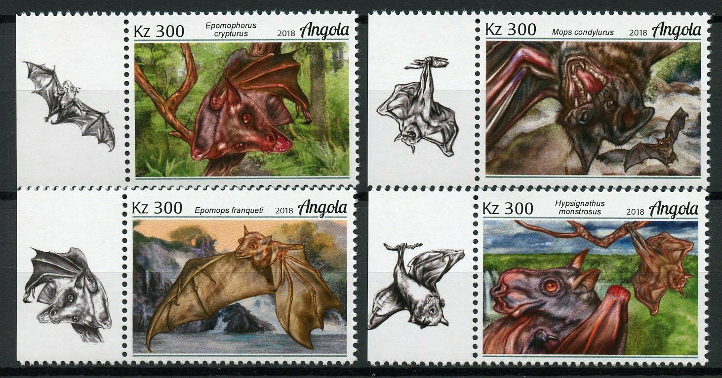 Angola 2018 MNH Bats Stamps Bat Flying Mammals Wild Animals Fauna 4v Set