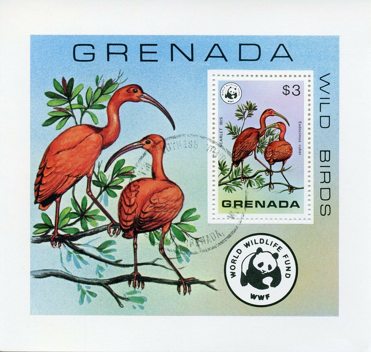 Grenada 1978 CTO Wild Birds Scarlet Ibis WWF 1v S/S Stamps