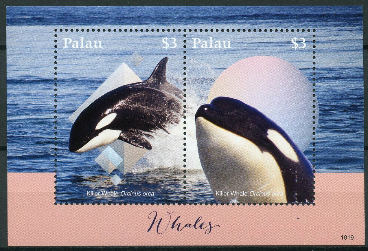 Palau Marine Animals Stamps 2018 MNH Whales Killer Whale Orca 2v S/S