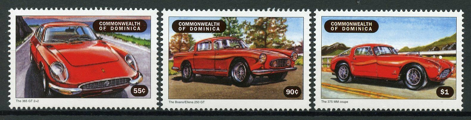 Dominica 1998 MNH Cars Stamps Ferrari 375 MM Coupe Auto Racing 3v Set