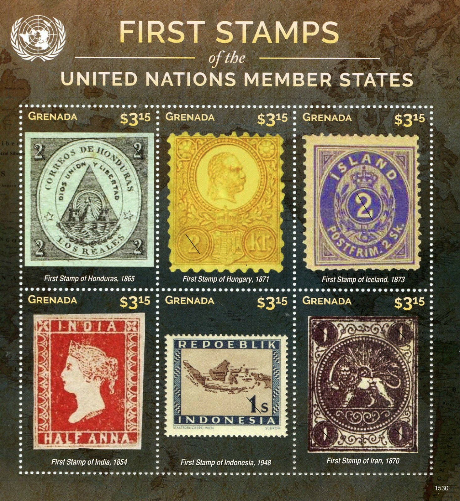 Grenada 2015 MNH First Stamps UN United Nations Member States 6v M/S V