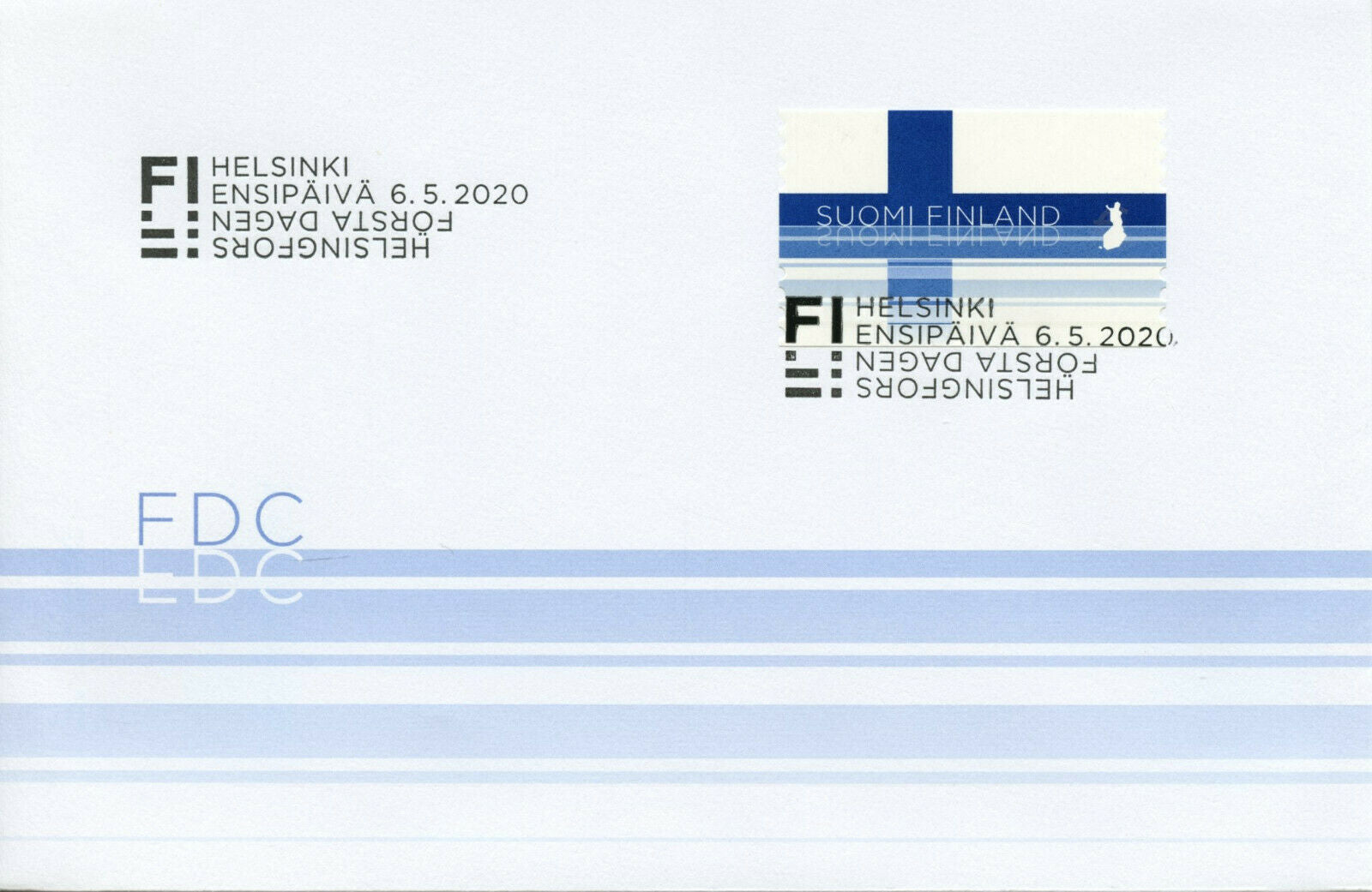 Finland Flags Stamps 2020 FDC Blue Reflection National Emblems 1v S/A Set