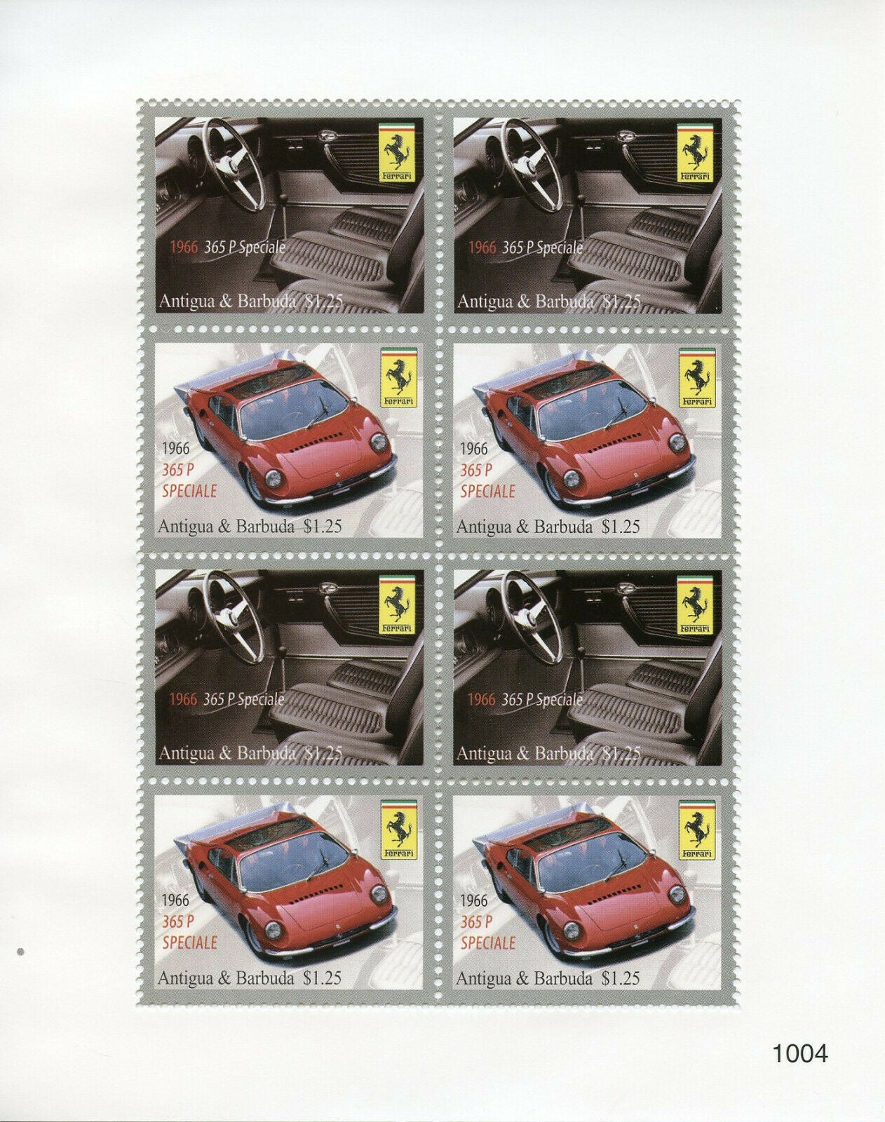 Antigua & Barbuda Cars Stamps 2010 MNH Ferrari 1966 365 P Speciale 8v M/S III