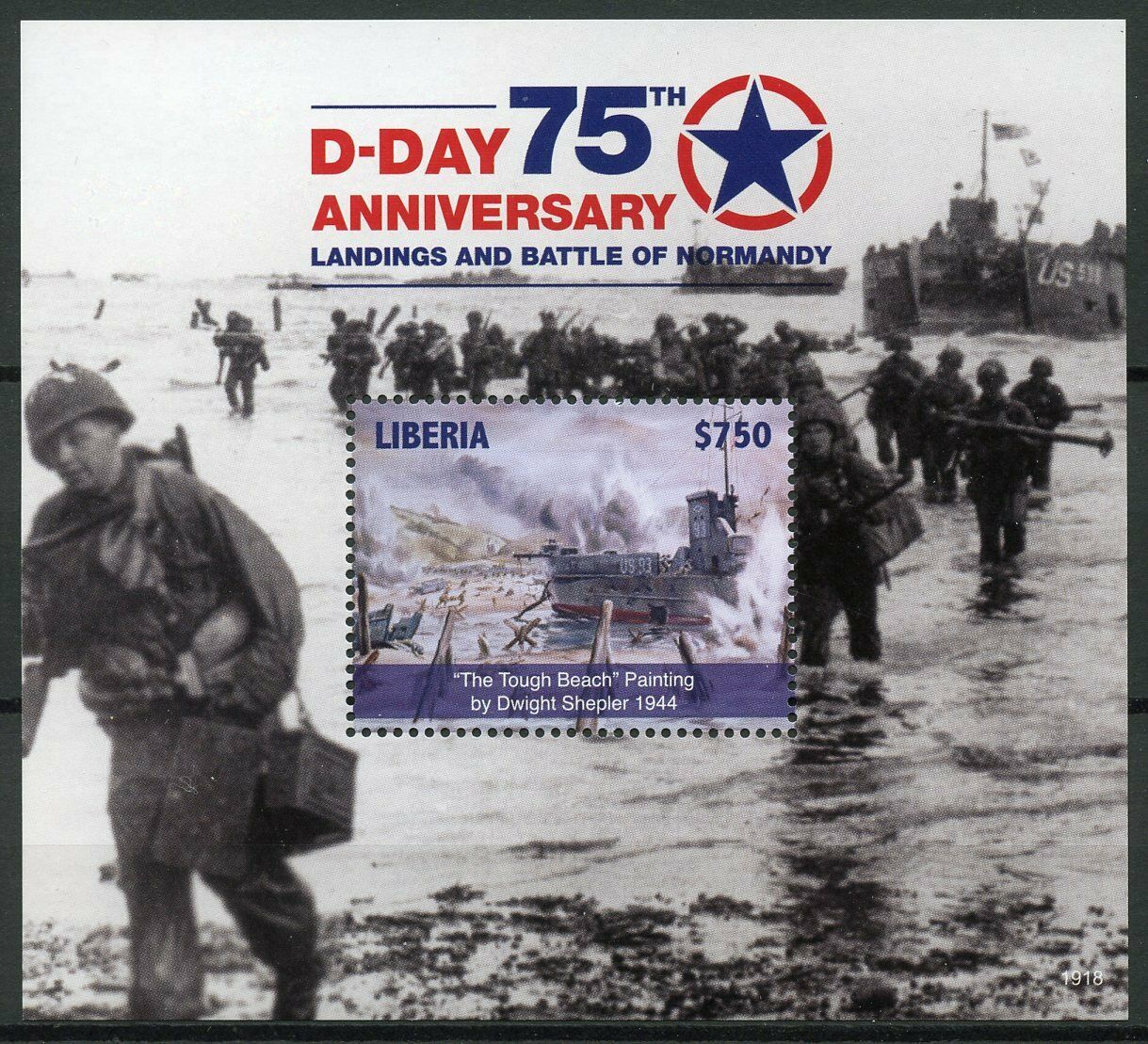 Liberia 2019 MNH WWII WW2 D-Day Landing 75th Anniv 1v S/S Military & War Stamps