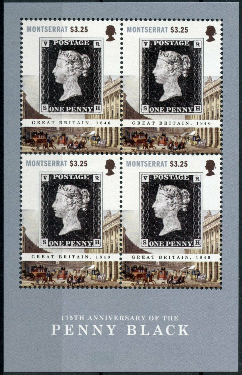 Montserrat Stamps-on-Stamps Stamps 2015 MNH Penny Black Rowland Hill SOS 4v M/S