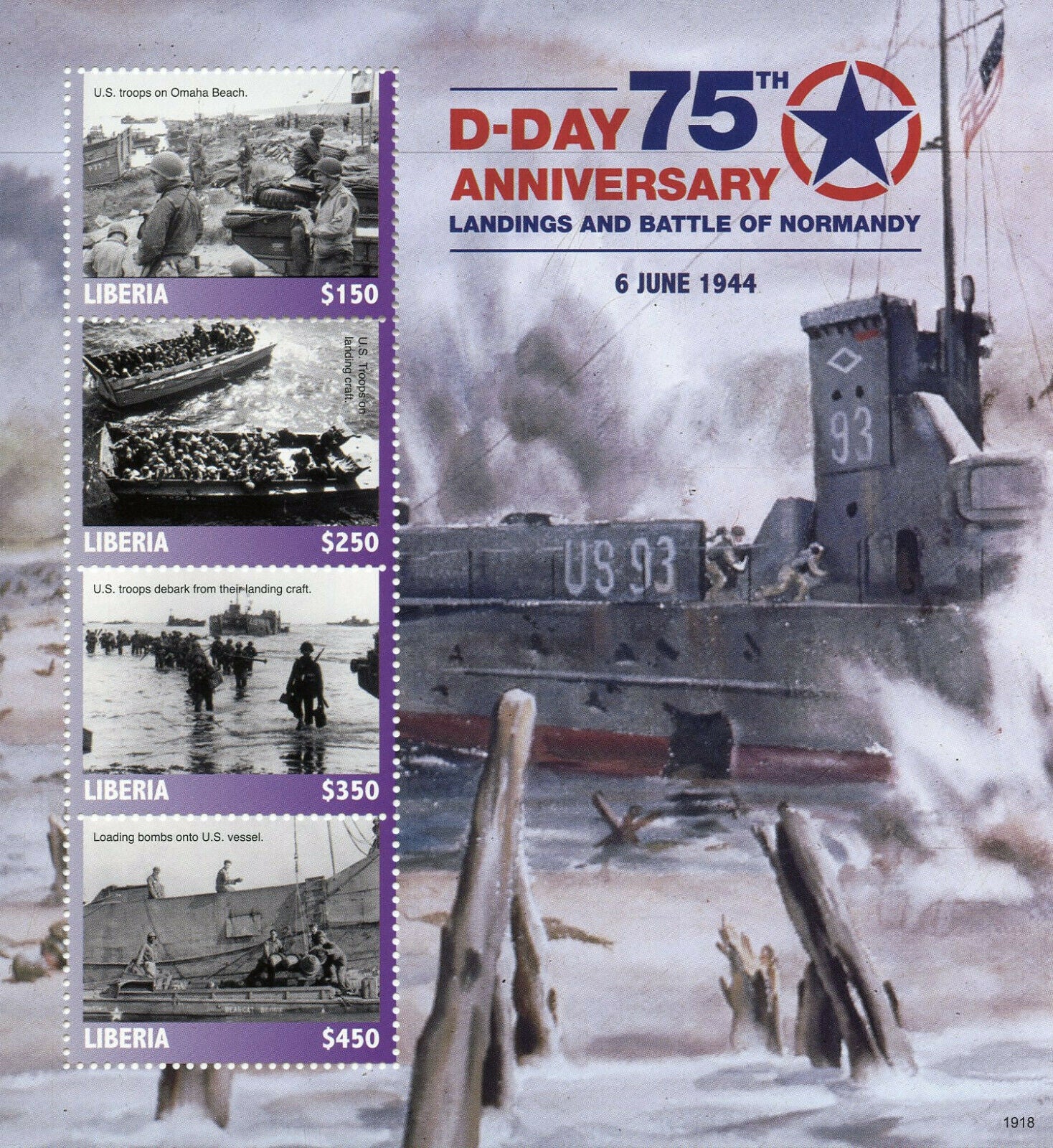 Liberia 2019 MNH WWII WW2 D-Day Landing 75th Anniv 4v M/S Military & War Stamps