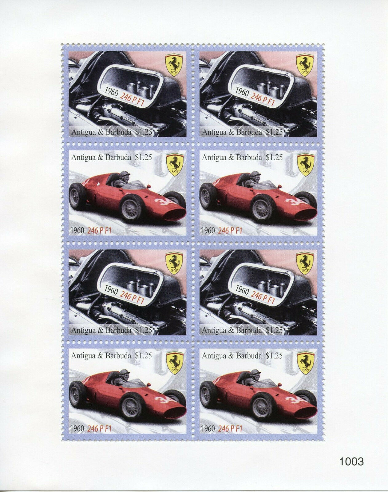 Antigua & Barbuda Cars Stamps 2010 MNH Ferrari 1960 246 P F1 Racing 8v M/S II