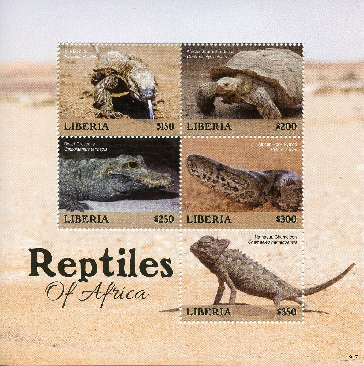 Liberia 2019 MNH Reptiles of Africa 5v M/S Snakes Lizards Turtles Stamps