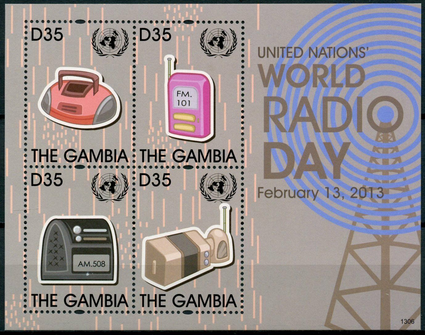 Gambia Technology Stamps 2013 MNH UN United Nations World Radio Day 4v M/S