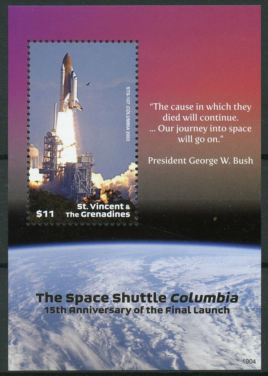St Vincent & Grenadines 2019 MNH Space Shuttle Columbia Launch 1v S/S Stamps