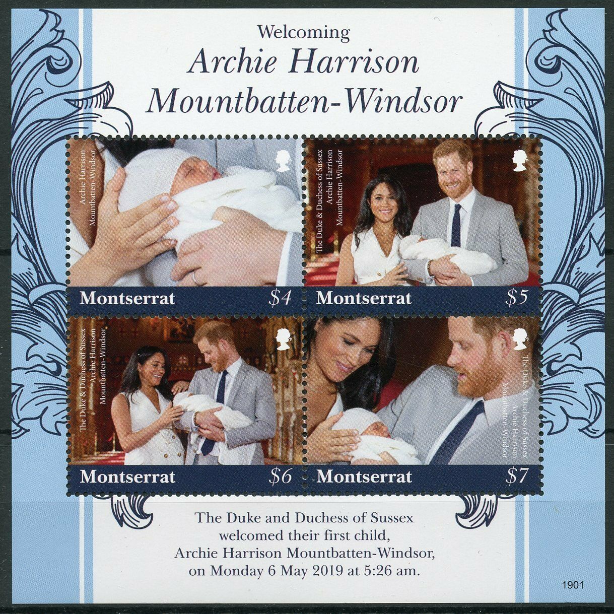 Montserrat 2019 MNH Royalty Stamps Prince Archie Royal Baby Harry Meghan 4v M/S