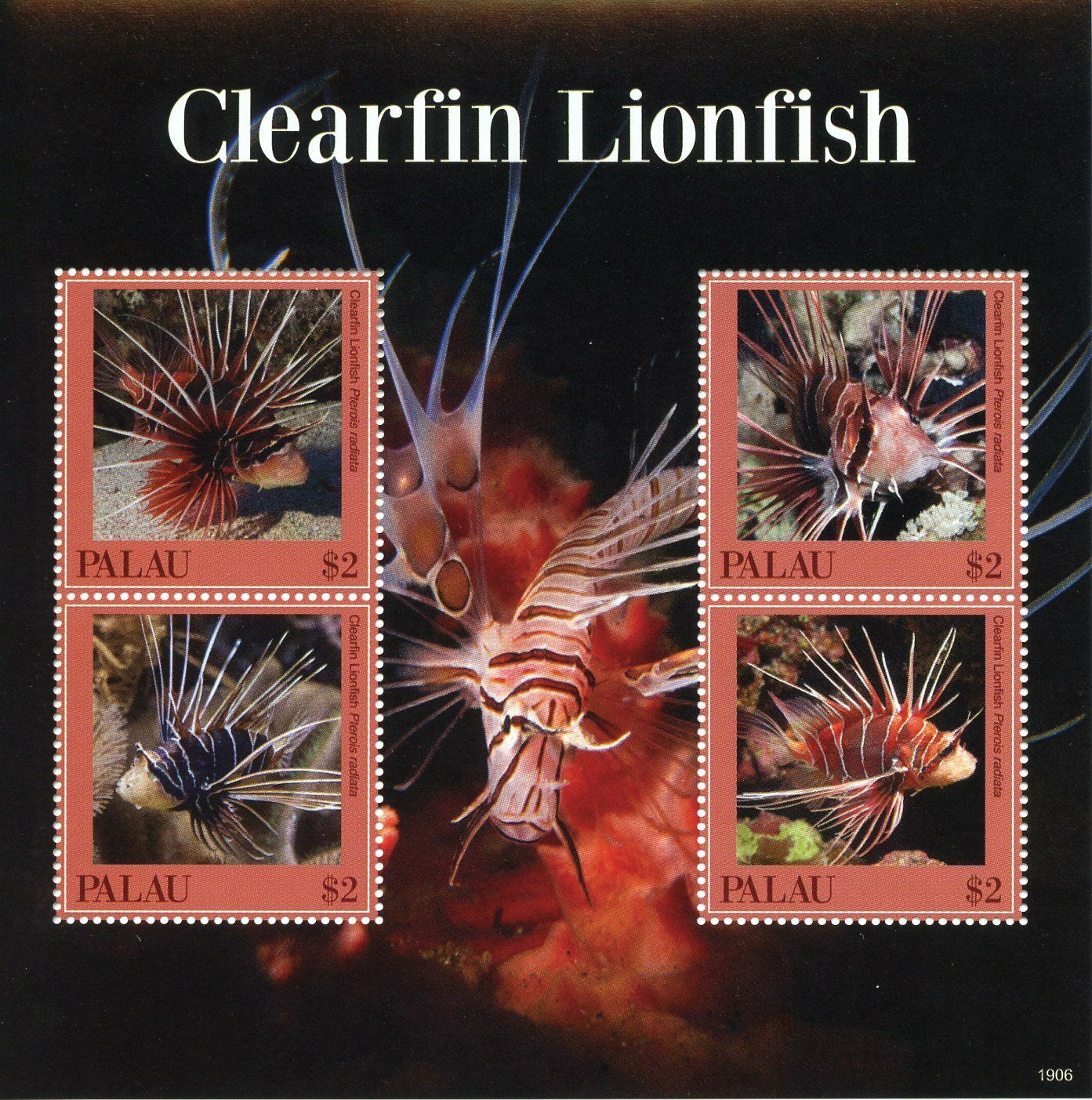 Palau 2019 MNH Fish Stamps Clearfin Lionfish Fishes Corals 4v M/S