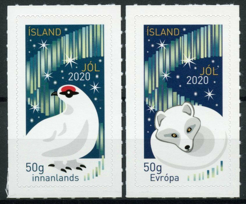 Iceland 2020 MNH Christmas Stamps Foxes Ptarmigan Birds 2v S/A Set