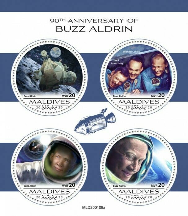 Maldives 2020 MNH Space Stamps Buzz Aldrin Apollo 11 Moon Landing 4v M/S