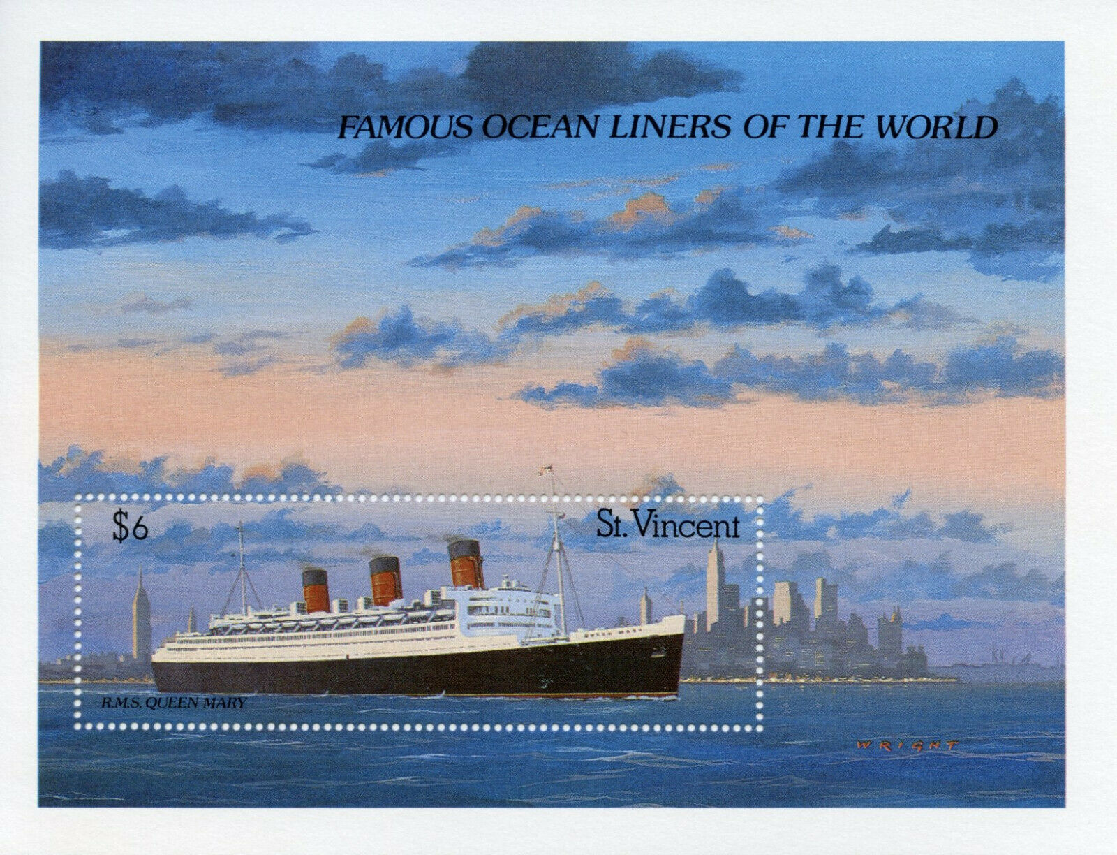 St Vincent & Grenadines Ships Stamps 1989 MNH Ocean Liners HMS Queen Mary 1v S/S