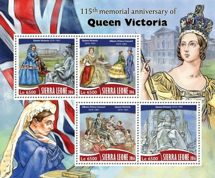 Sierra Leone Royalty Stamps 2016 MNH Queen Victoria 115th Memorial Anniv 4v M/S