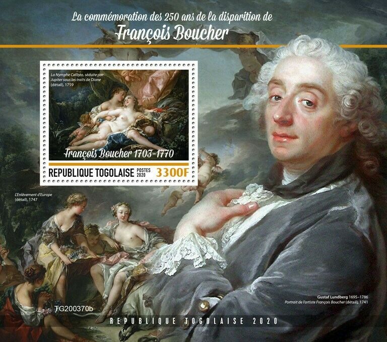 Togo 2020 MNH Art Stamps Francois Boucher Nudes Nude Paintings 1v S/S