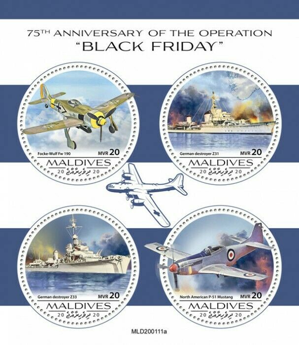 Maldives 2020 MNH Military Aviation Stamps WWII WW2 Black Friday Operation 4v MS