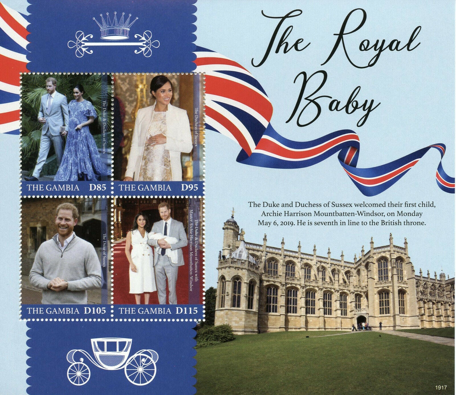 Gambia 2019 MNH Prince Archie Royal Baby Harry & Meghan 4v M/S Royalty Stamps