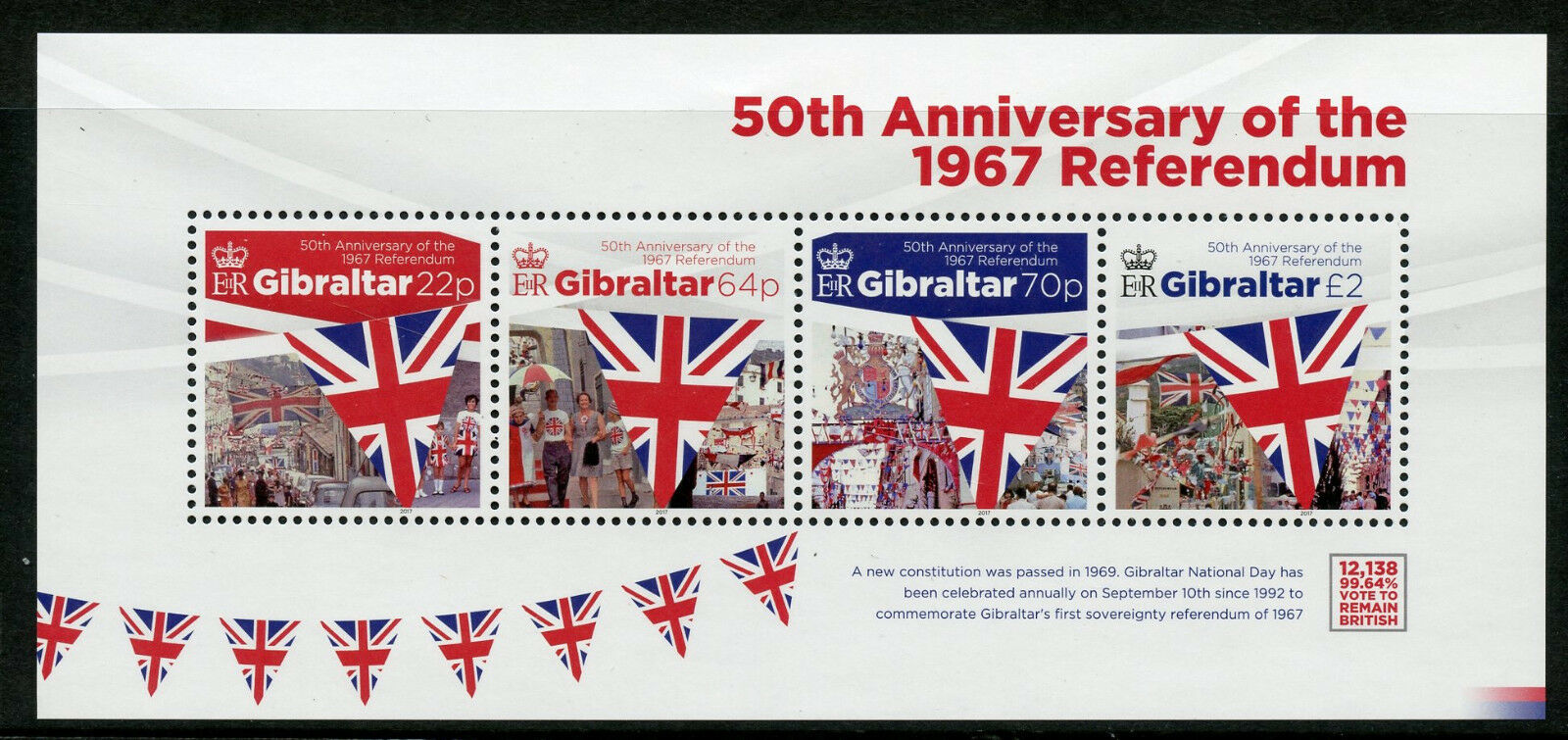 Gibraltar 2017 MNH 1967 Referendum 50th Anniv 4v M/S Flags Stamps