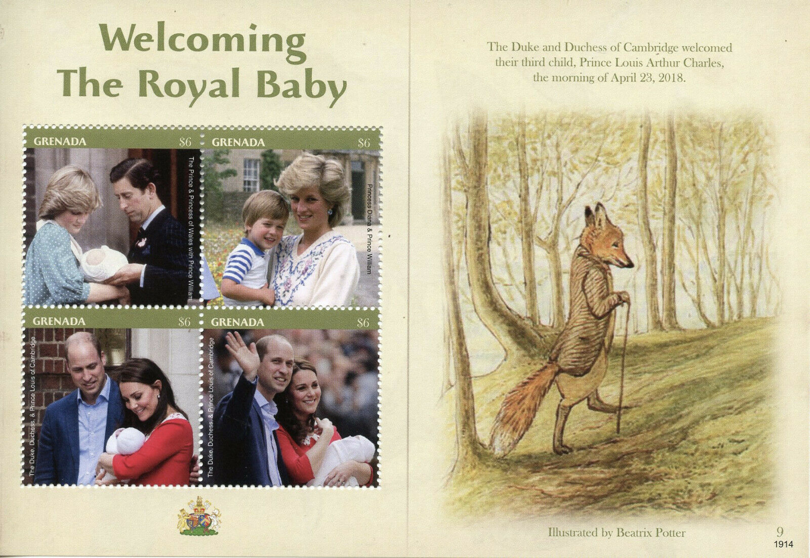 Grenada 2019 MNH Royalty Stamps Prince Louis Royal Baby William & Kate 4v M/S