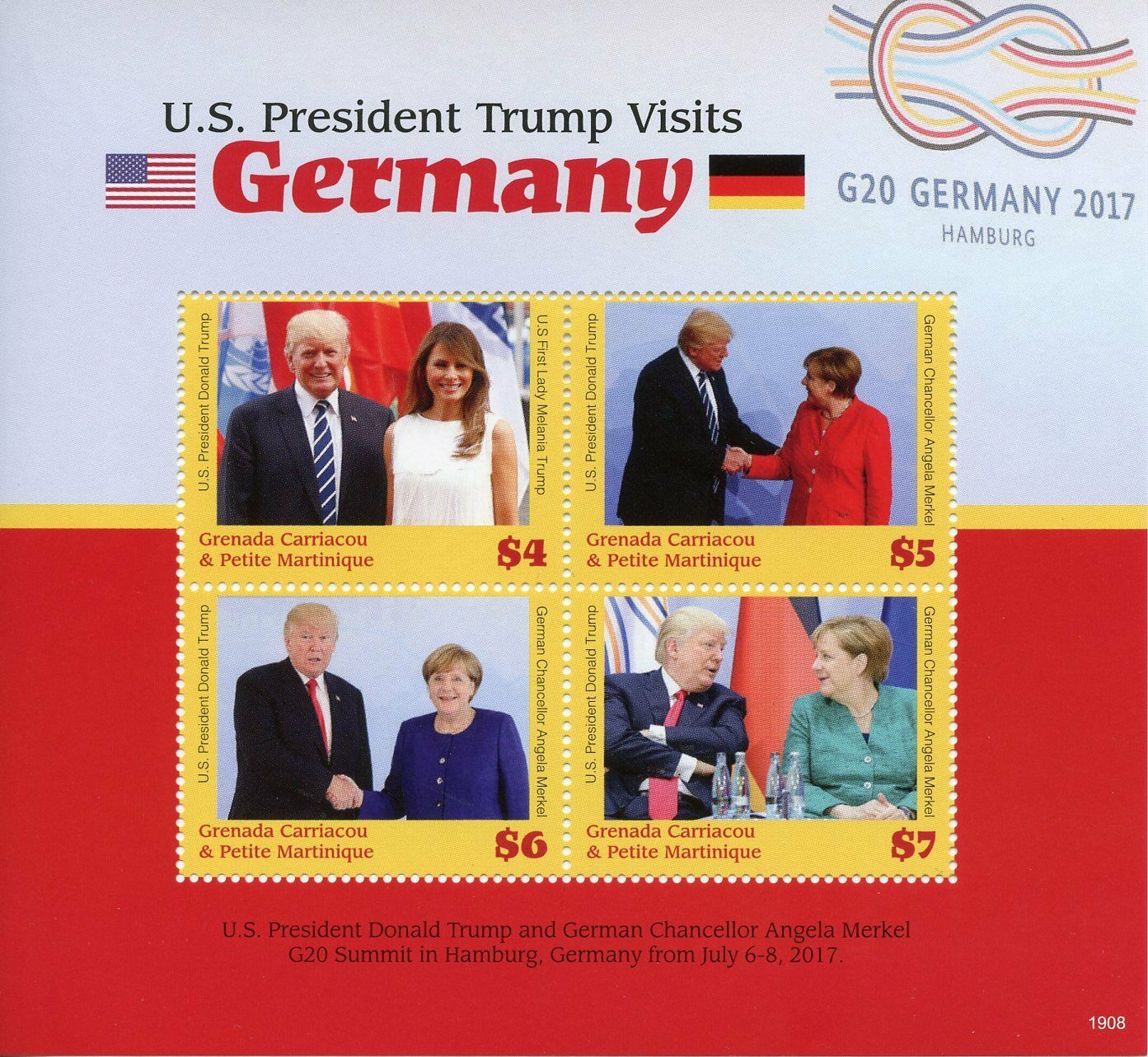 Grenadines of Grenada 2019 MNH Donald Trump Stamps Germany Angela Merkel 4v M/S