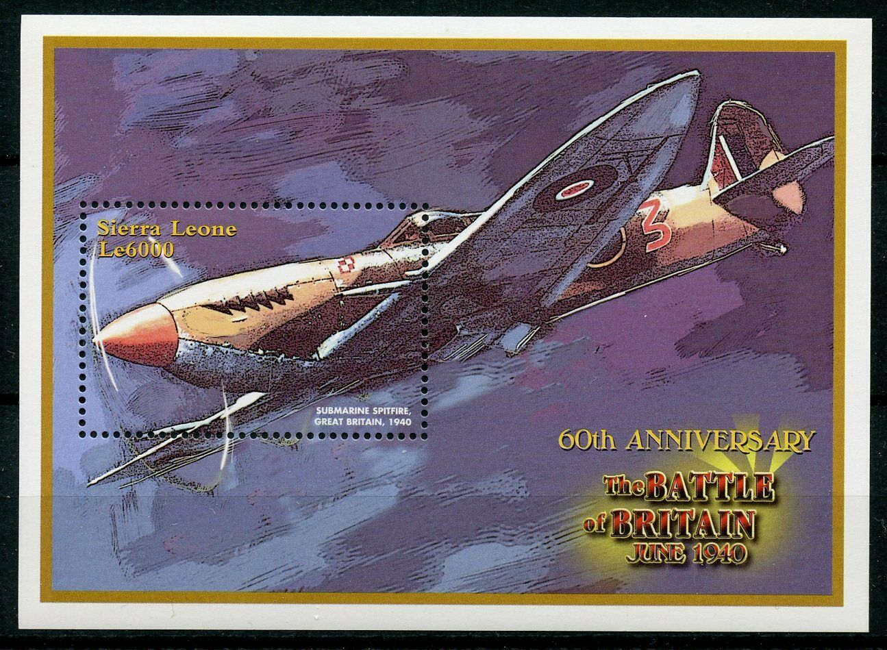 Sierra Leone 2000 MNH WWII Battle Britain World War II 1v SS III Spitfire Stamps