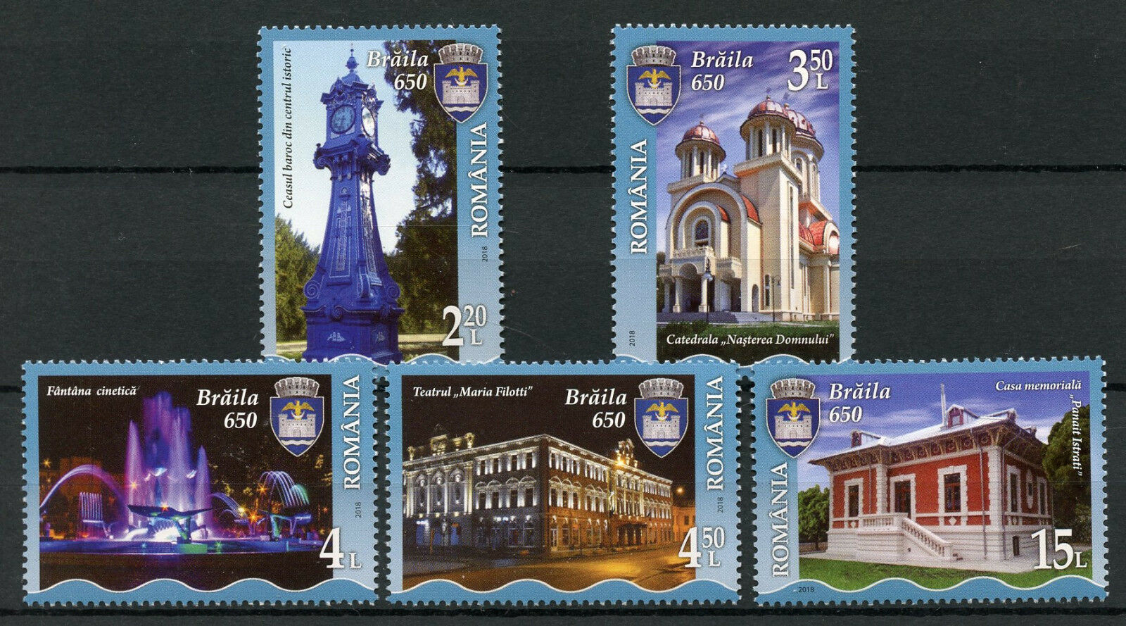 Romania 2018 MNH Braila 650 Yrs 5v Set Fountains Cathedrals Architecture Stamps