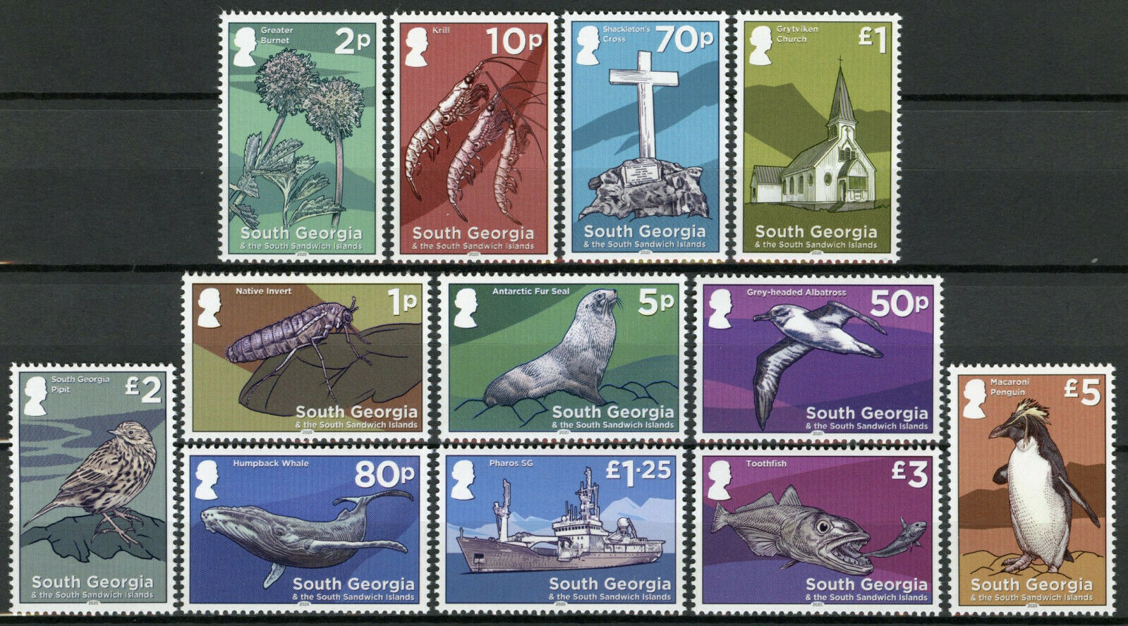 South Georgia & Sandwich Isl 2020 MNH Definitives Stamps Birds Ships Fish 12v Set