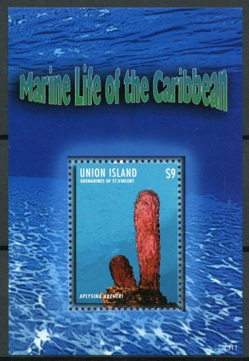 Union Island Gren St Vincent Stamps 2013 MNH Marine Life of Caribbean 1v S/S