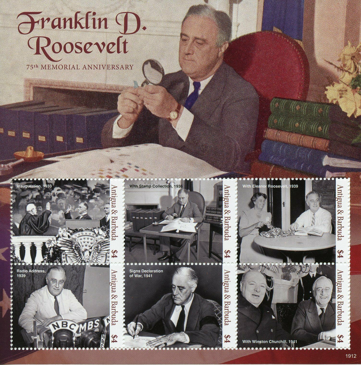 Antigua & Barbuda 2019 MNH US Presidents Stamps Franklin D. Roosevelt 6v M/S