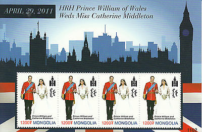 Mongolia 2011 MNH Royal Wedding Prince William & Kate 4v M/S Royalty Stamps
