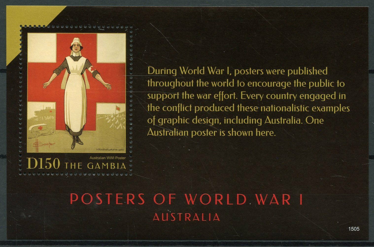 Gambia 2015 MNH WW1 WWI Posters World War I Australia 1v S/S Red Cross Stamps