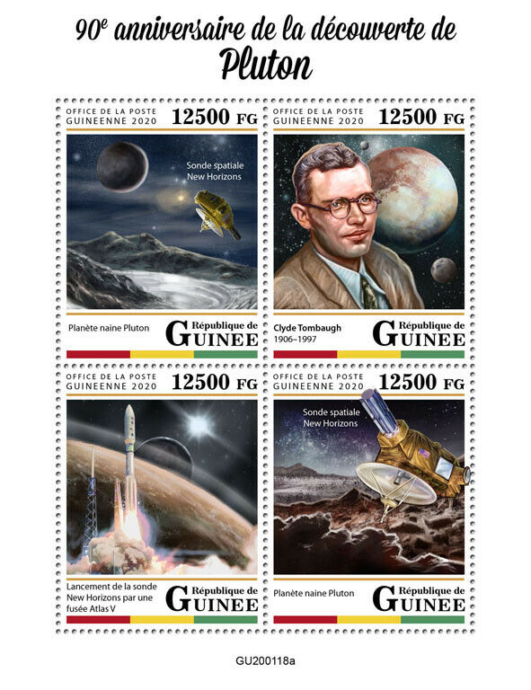 Guinea 2020 MNH Space Stamps Discovery of Pluto New Horizons 4v M/S