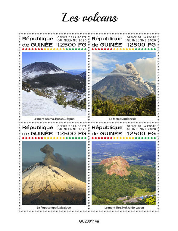 Guinea Landscapes Stamps 2020 MNH Volcanoes Mount Usu Asama Mountains 4v M/S
