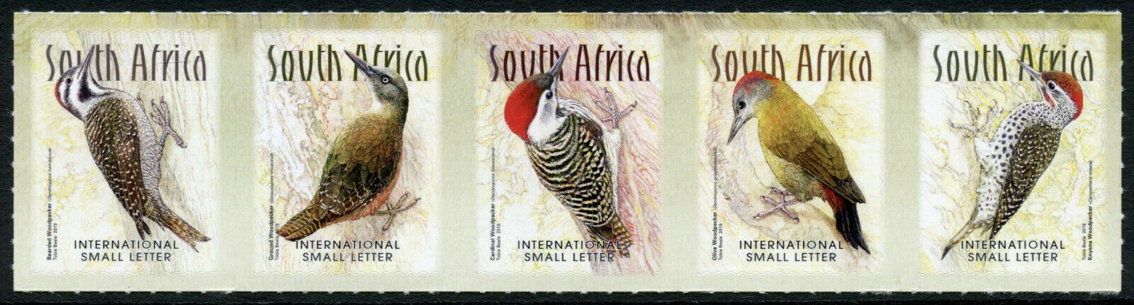 South Africa Birds Stamps 2020 MNH Woodpeckers Knysna Woodpecker 5v S/A Strip