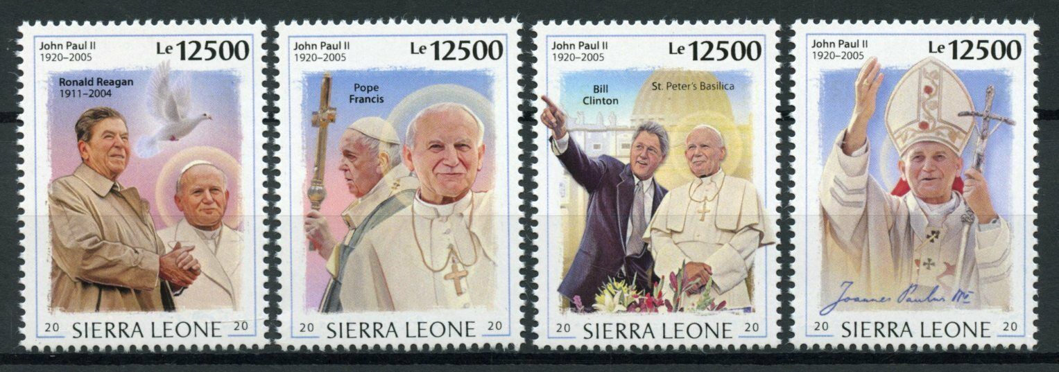 Sierra Leone 2020 MNH Pope John Paul II Stamps Popes Famous People 4v Set