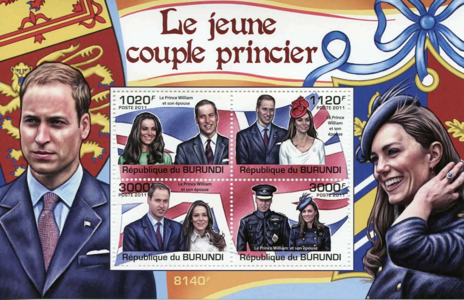 Burundi 2011 MNH Royalty Stamps Prince William & Kate Royal Couple People 4v M/S
