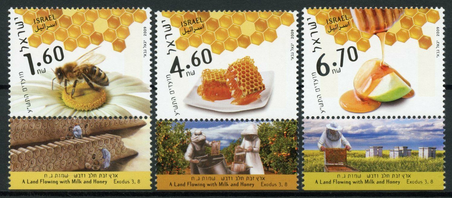 Israel 2009 MNH Gastronomy Stamps Land of Milk & Honey Bees Nature 3v Set